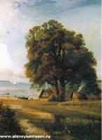 Пейзаж с хутором у озера. 1880-1890-е